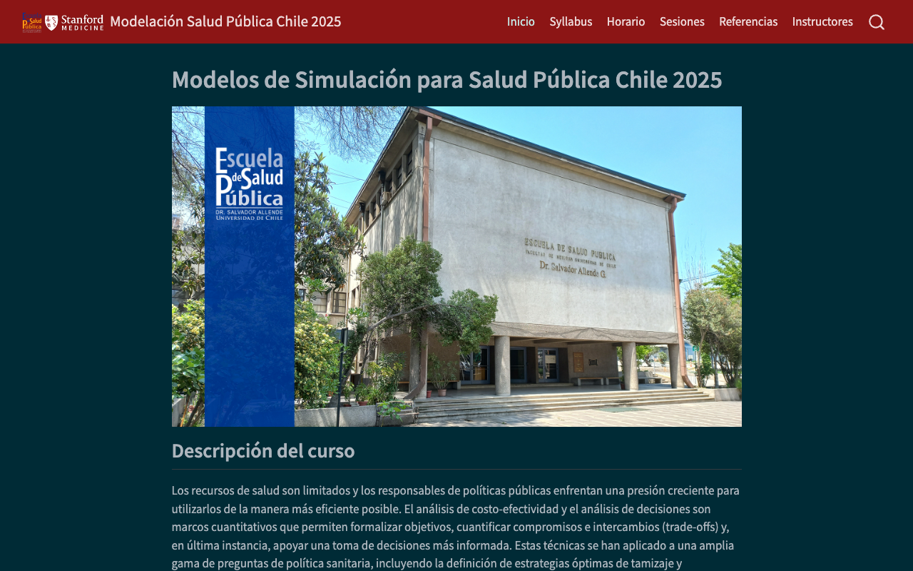 Stanford CEA Chile 2025 course site screenshot