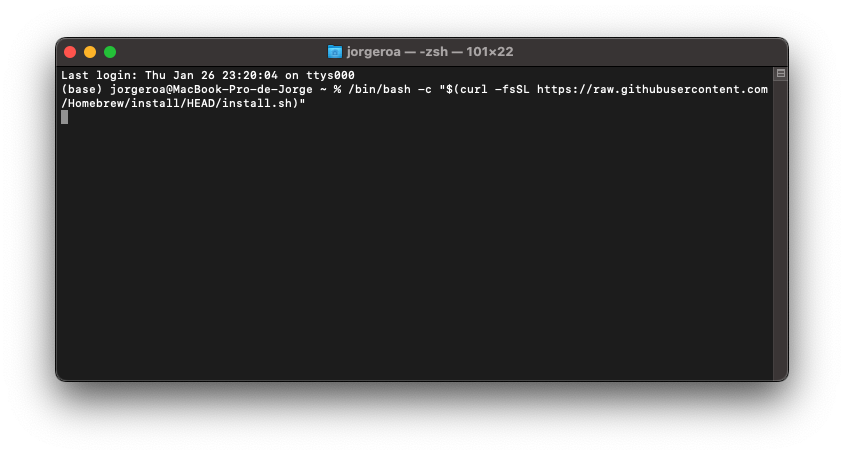 First install step — terminal output