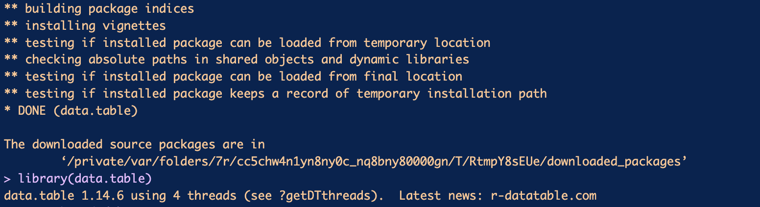 data.table library load test